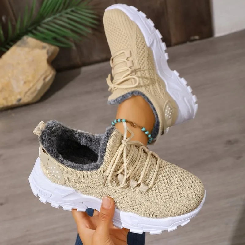 Sneakers termiche da donna per - Knit Fabric Lace Up Sneakers recensione e prezzo